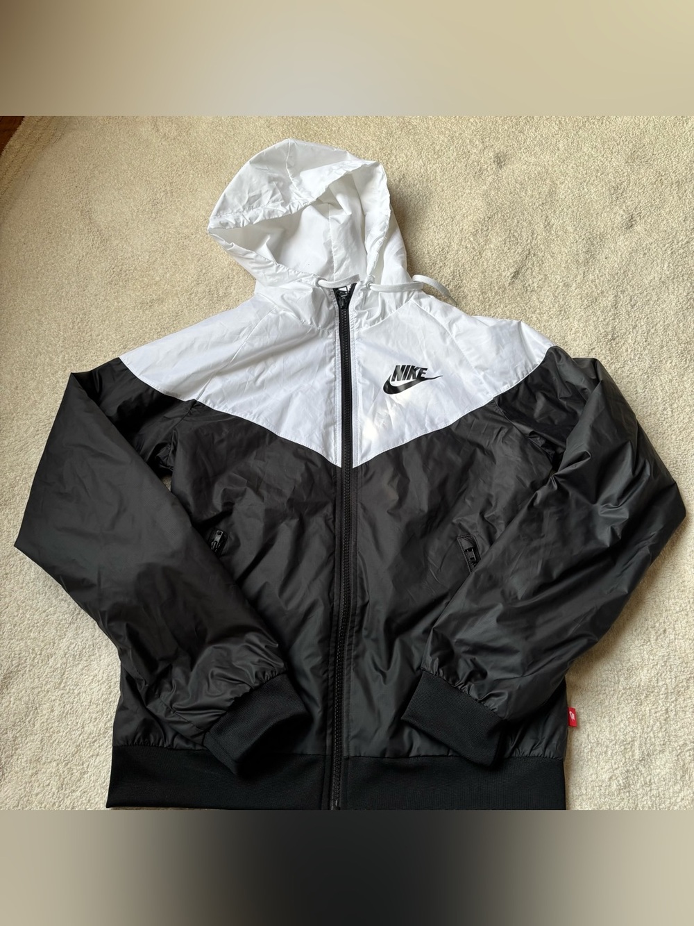 Nike Women's Black & White Hooded Bomber Jacket